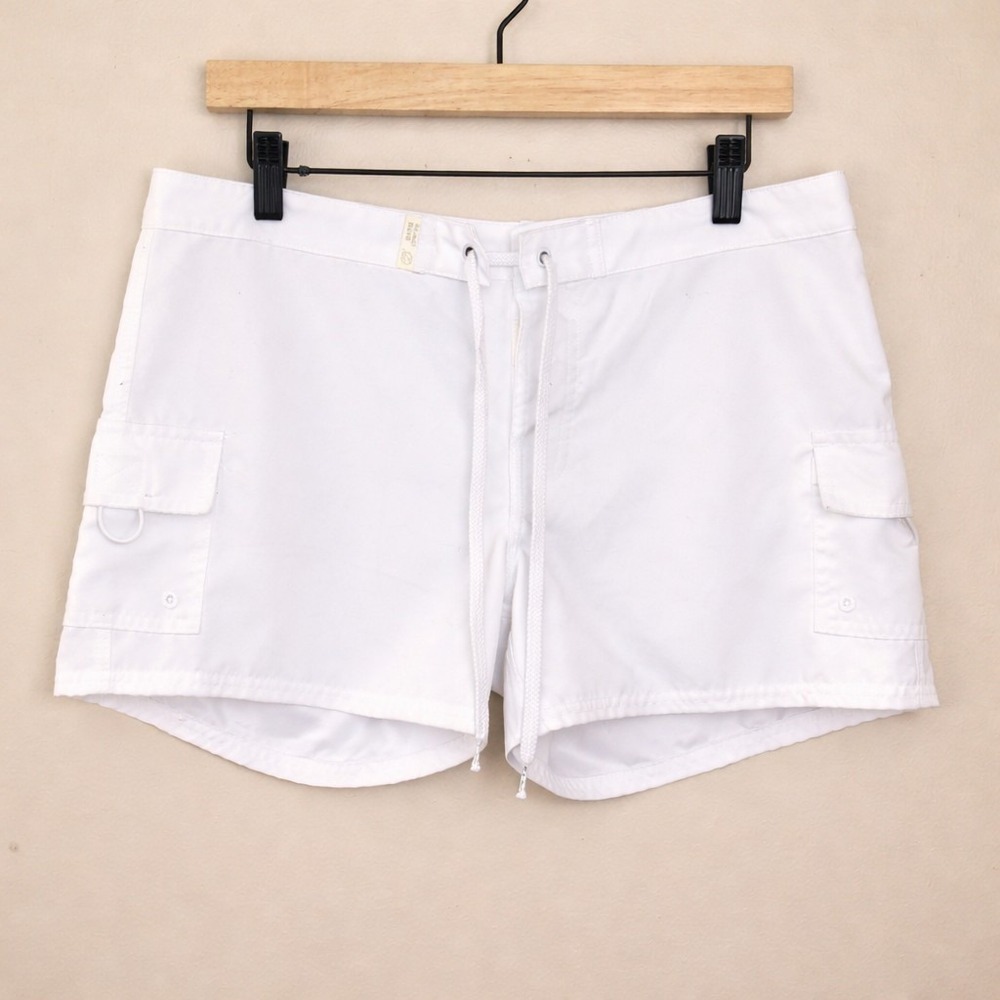 Beach Rays Womens White Board Shorts Size S‎ Drawstring Swim Coverup Cargo...